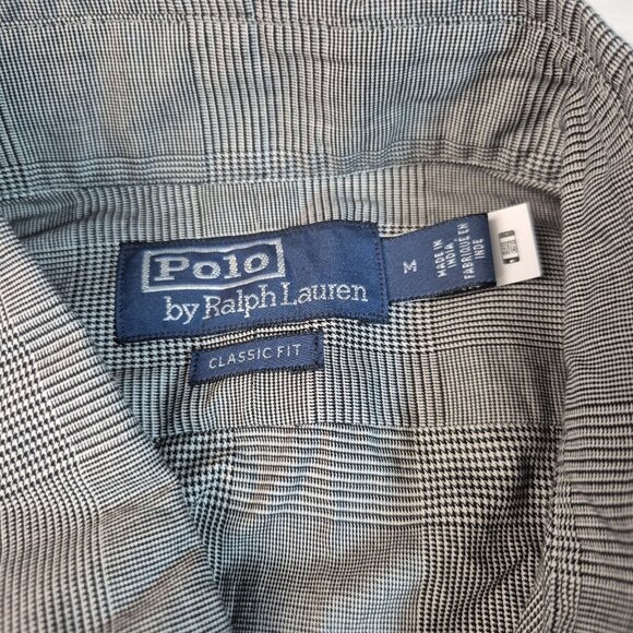 Polo Ralph Lauren Mens long sleeve Shirt Size M Classic Fit Gray Check (59) - Picture 6 of 9